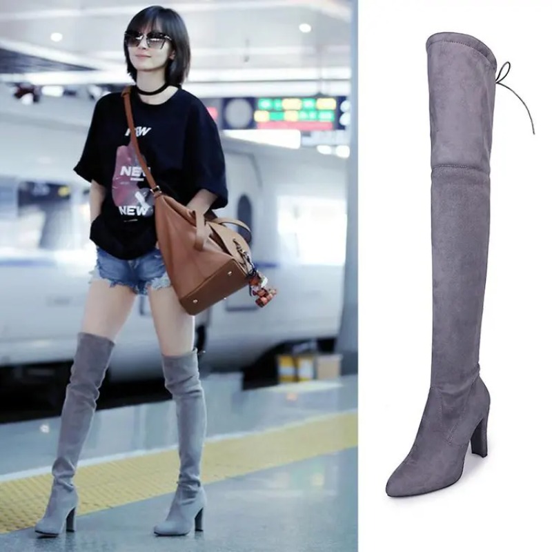 Sewing Nylon - Neue europäische und amerikanische Stil-Overknee-Stiefel in
