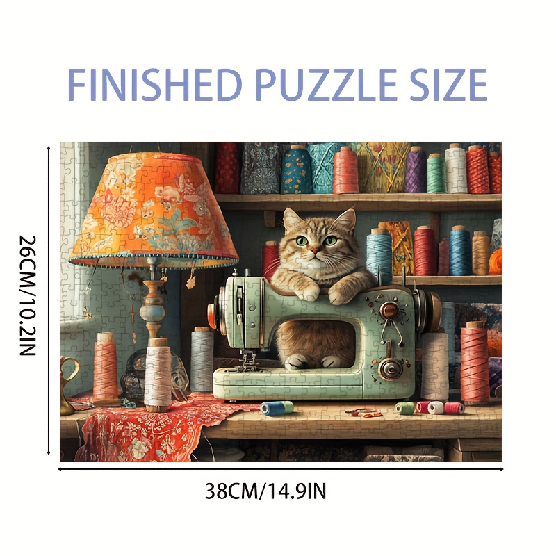 Sewing Recycle - 1000 Stück Mini-Nähmaschinen-Katzenpuzzle – bezaubernde weiße