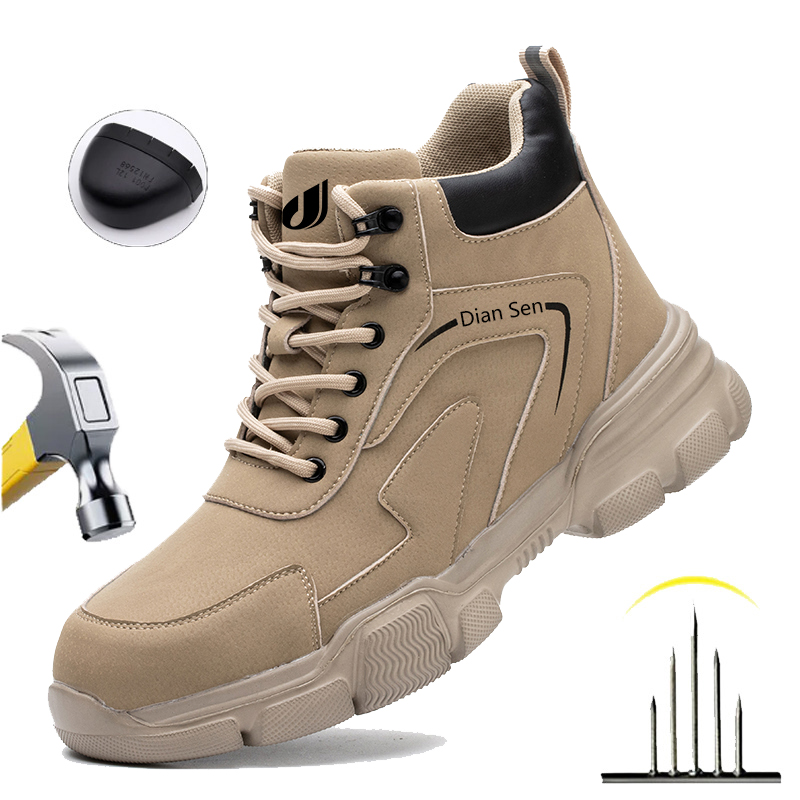 Sewing Nylon - Herren-Arbeitsstiefel mit Stahlkappe, unverwüstliche Baustellensicherheitsschuhe, wasserdichte