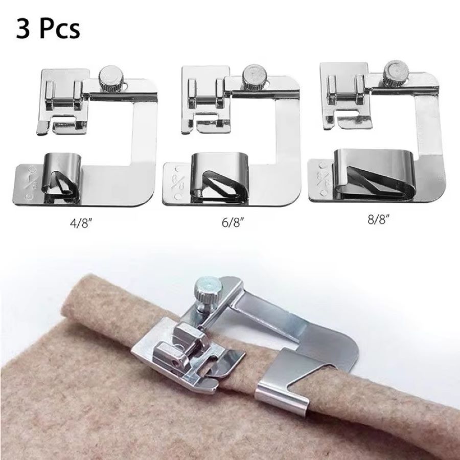 Textile Sewing Machines - 1-3 Stück 13/19/25mm Nähmaschinen-Fußpresserfuß, Rollsaumfuß für