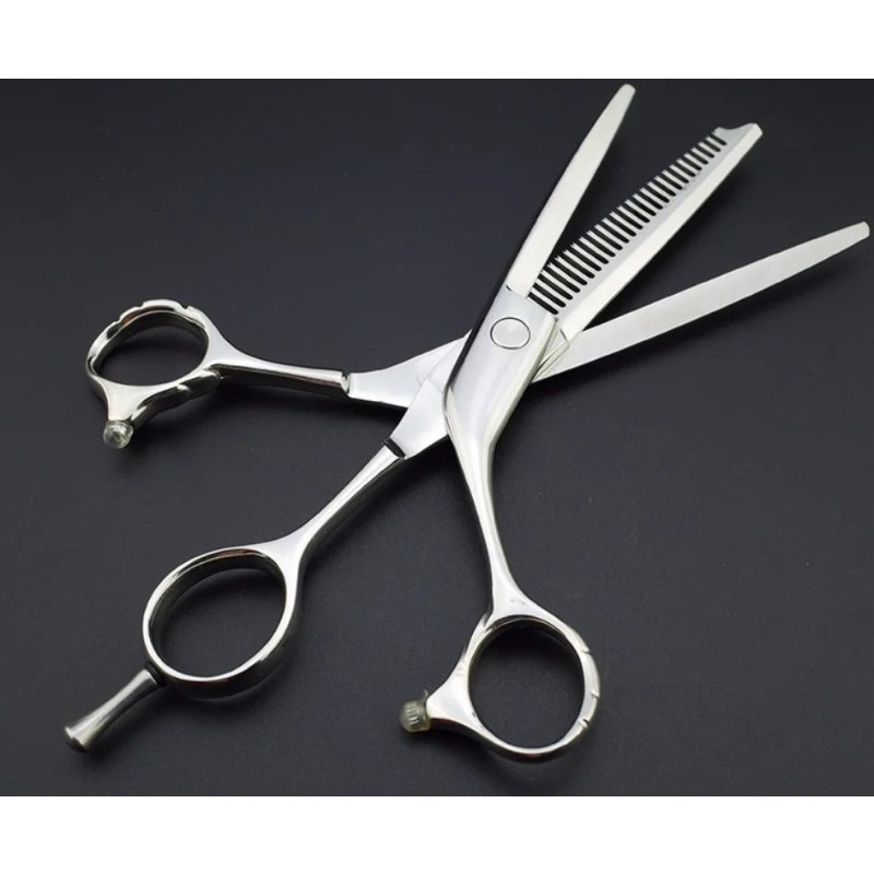Pinking Shear Blade - 6-Zoll-Profi-Haarschneideschere mit drei Klingen, Friseurschere, Haarschere,