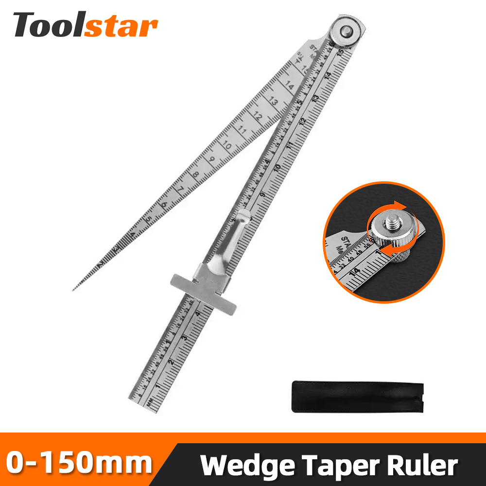 Seam Gauge Metal - Toolstar Keilkegel-Lineal, Edelstahl, 0–150 mm, Fühlerlehre,