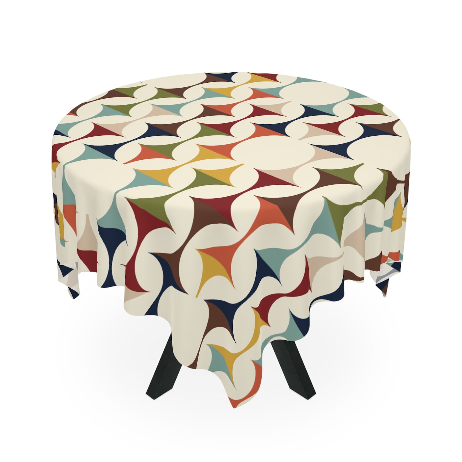 Century Textile & Sewing Supply Hours - Mid-Century Modern Retro Geometrische Quadratische Tischdecke