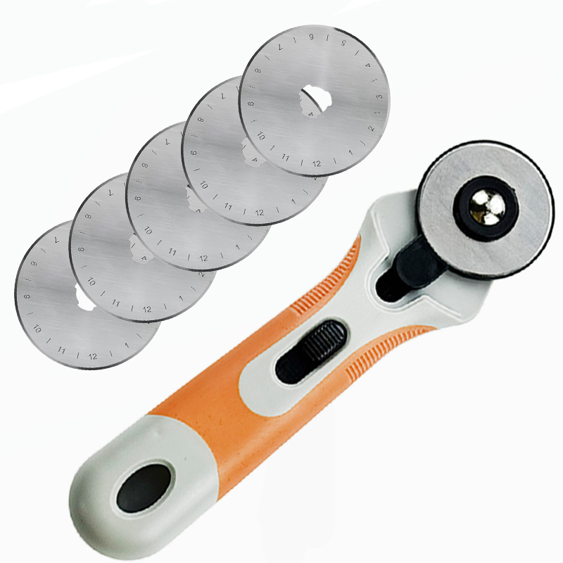 Rotary Cutter Fabric - 45-mm-Rollenschneider, Stoffschneidemesser, rutschfester Kunststoffgriff, Sicherheitsklingenverriegelung, kreisförmiger