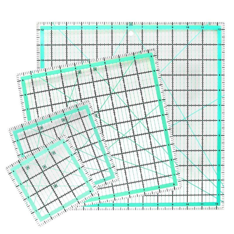 Quilting Ruler Square - J1UL1N 4-teiliges quadratisches Quilt-Lineal (12,5/9,5/6/4,5 Zoll),