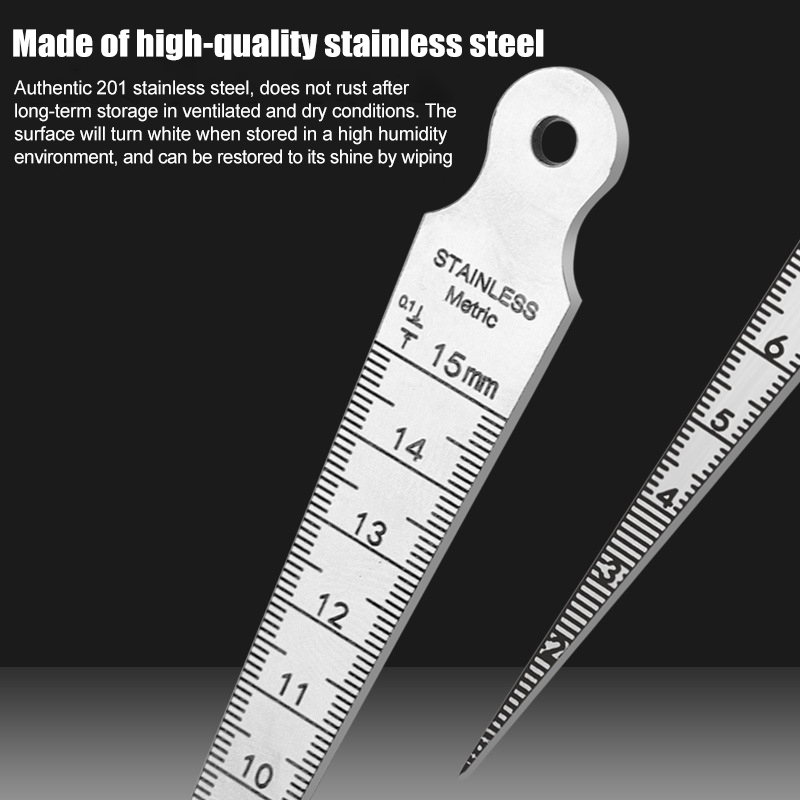 1-15 mm Edelstahl-Kegelmessleh – Seam Gauge Metal Bewertung und Preis