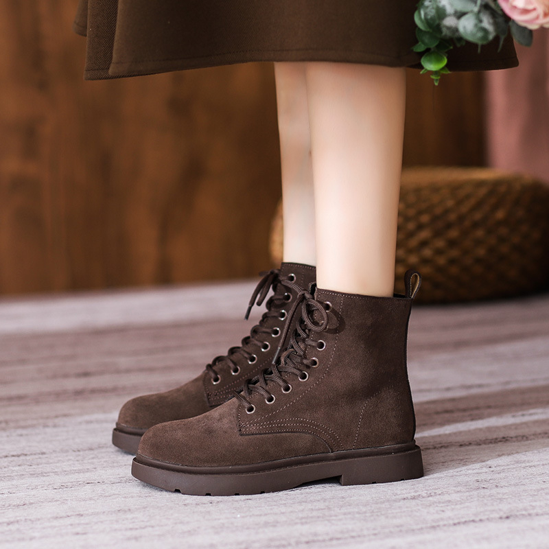 Damenstiefel aus braunem Wildl – Sewing Nylon Bewertung und Preis